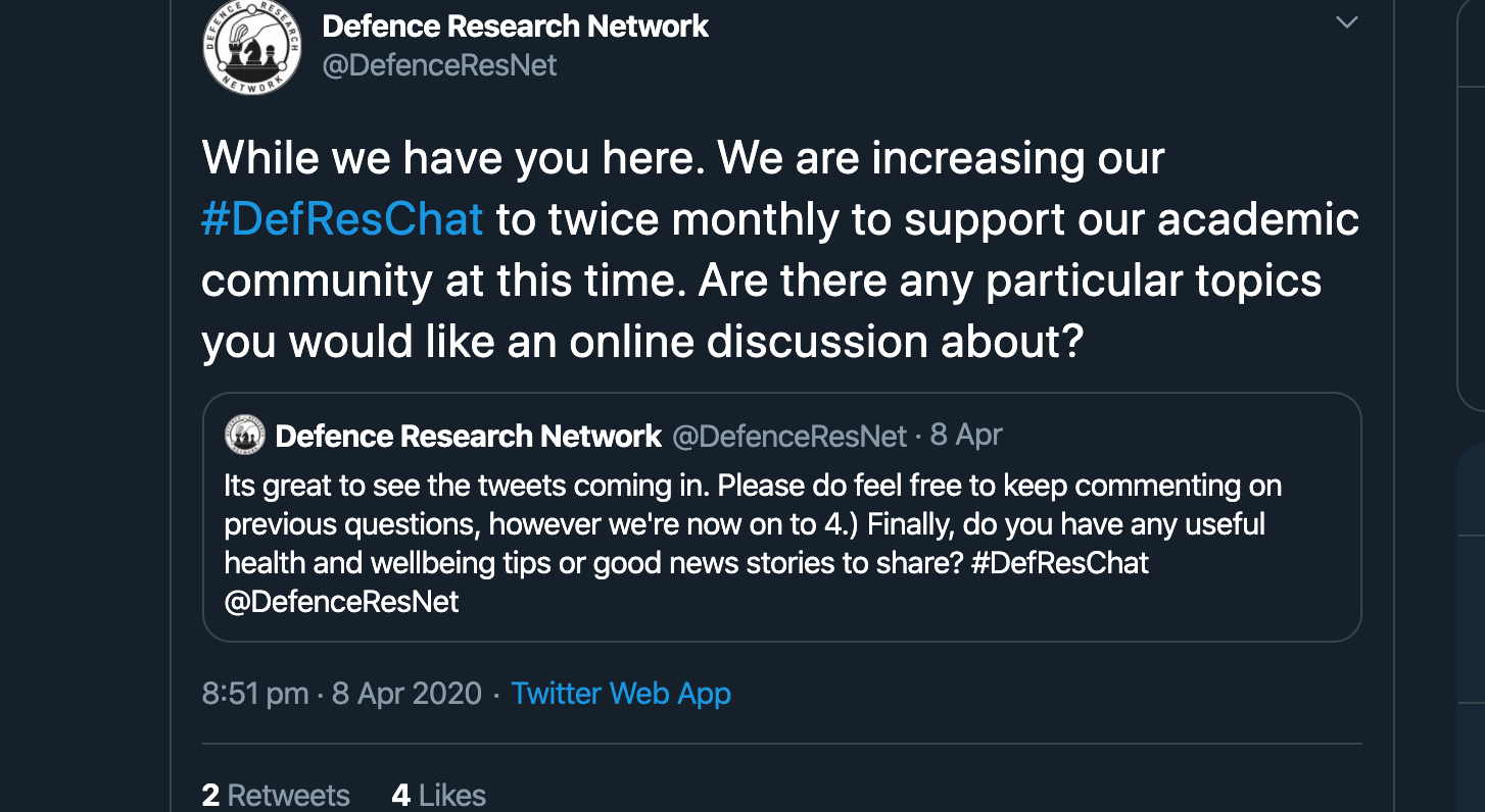 Defence Research Network Twitter Hour