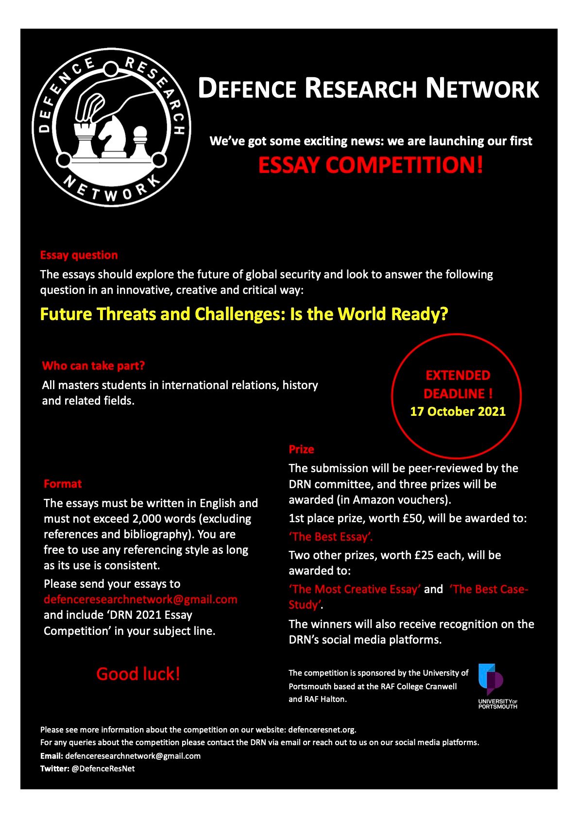 EXTENDED DEADLINE: DRN Essay Competition 2021 • Future Threats & Challenges: Is the World Ready?